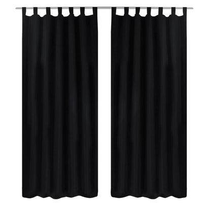 Vidaxl Micro-satin rideaux avec anneaux 140 x 245 cm 2 pièces (noir)