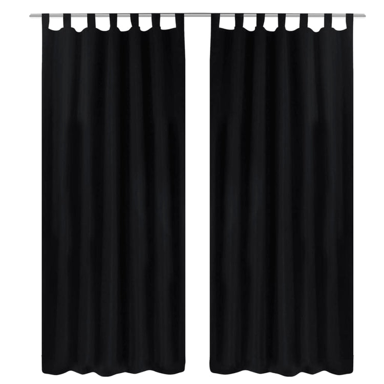 Vidaxl Micro-satin rideaux avec anneaux 140 x 245 cm 2 pièces (noir)
