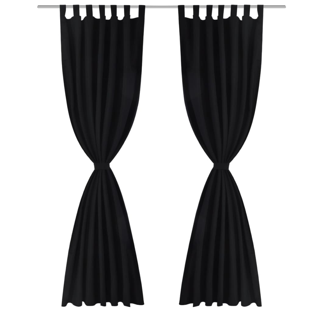 Vidaxl Micro-satin rideaux avec anneaux 140 x 245 cm 2 pièces (noir)