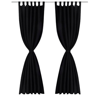 Vidaxl Micro-satin rideaux avec anneaux 140 x 245 cm 2 pièces (noir)