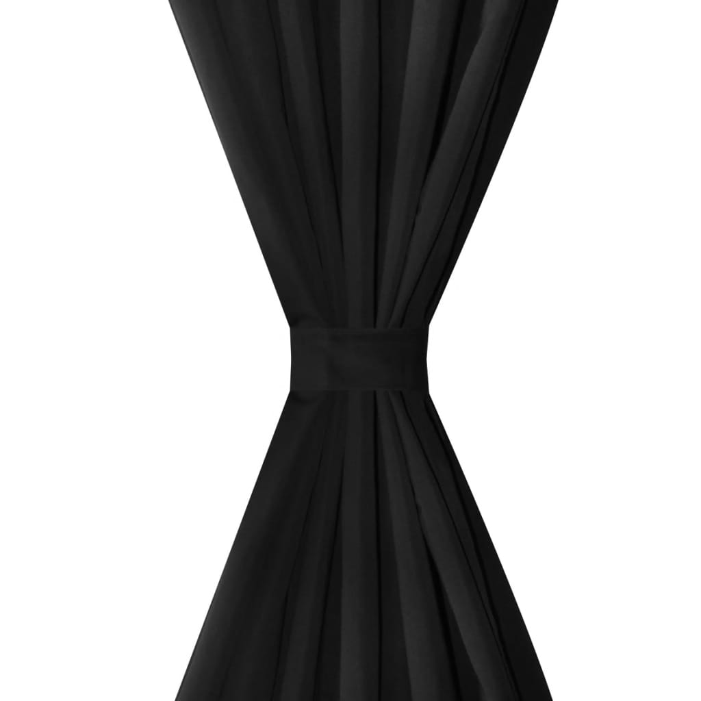 Vidaxl Micro-satin rideaux avec anneaux 140 x 245 cm 2 pièces (noir)