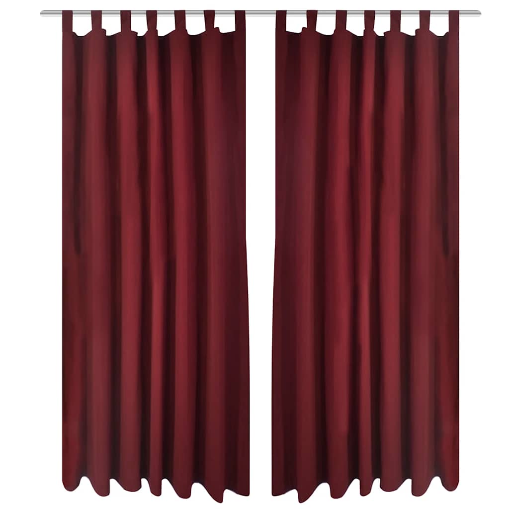 Vidaxl Micro-satin rideaux avec anneaux 140 x 175 cm 2 pièces (rouge à vin)