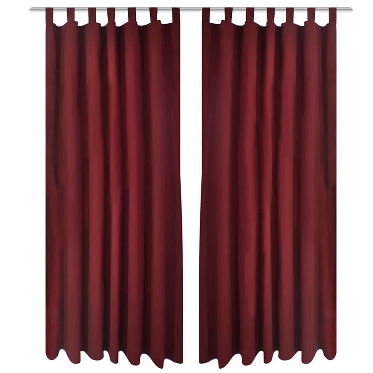 Vidaxl Micro-satin rideaux avec anneaux 140 x 175 cm 2 pièces (rouge à vin)