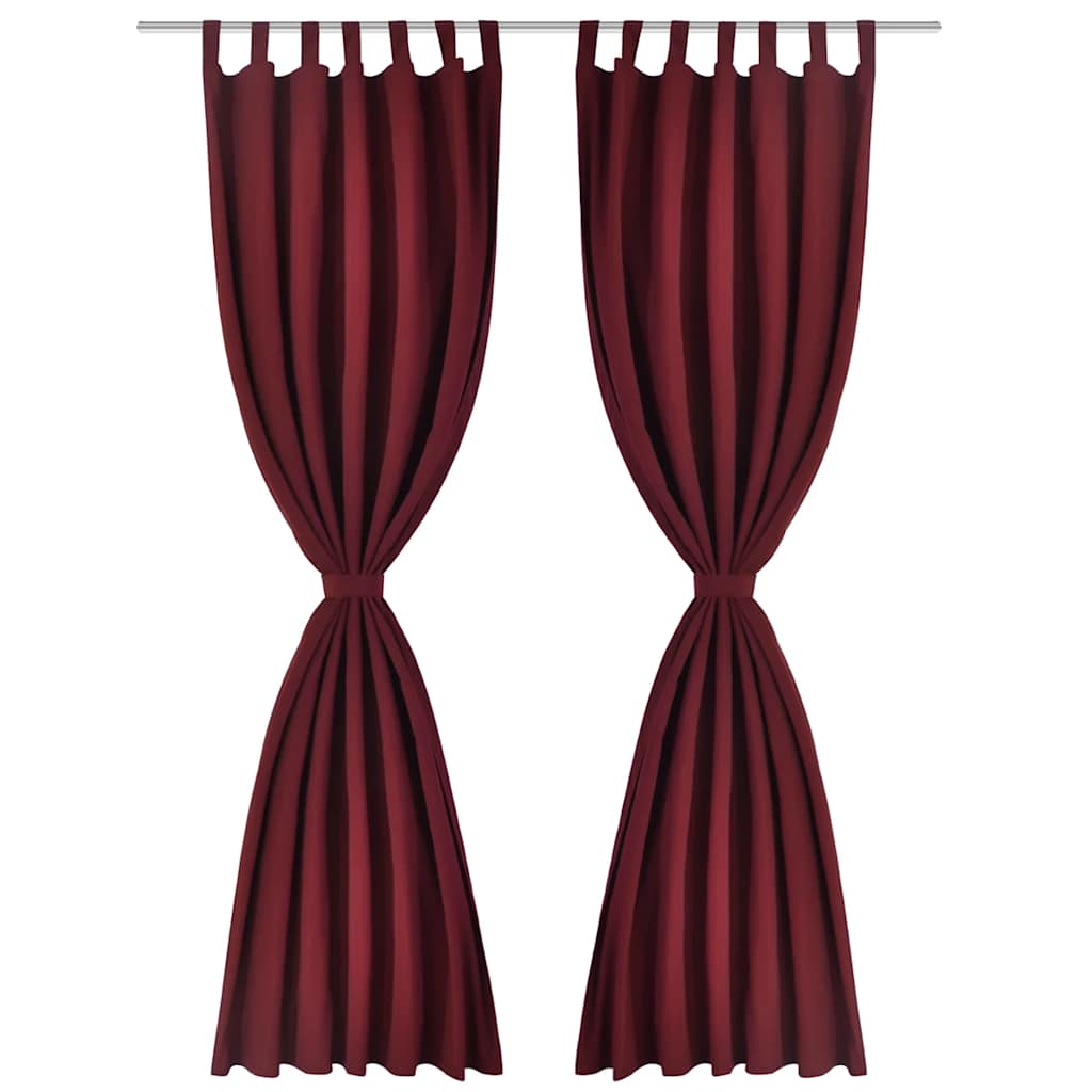 Vidaxl Micro-satin rideaux avec anneaux 140 x 175 cm 2 pièces (rouge à vin)