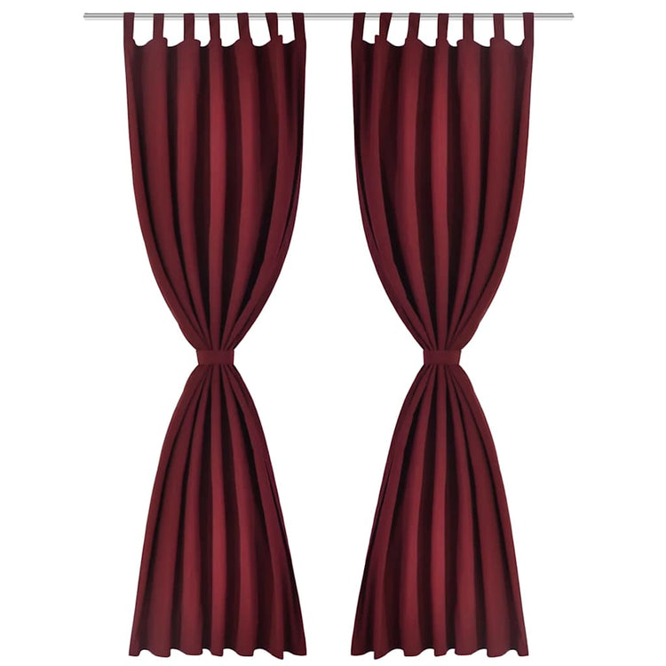 Vidaxl Micro-satin rideaux avec anneaux 140 x 175 cm 2 pièces (rouge à vin)