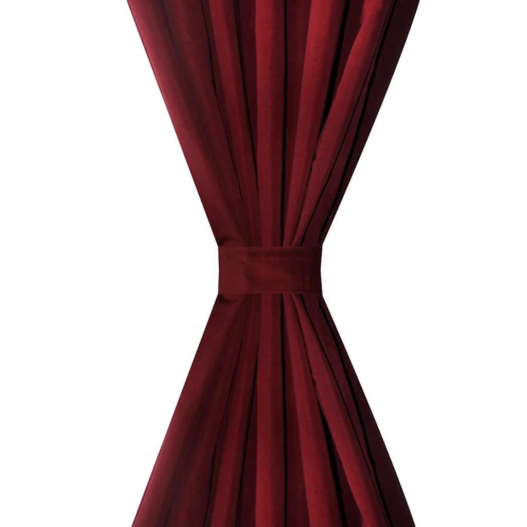 Vidaxl Micro-satin rideaux avec anneaux 140 x 175 cm 2 pièces (rouge à vin)