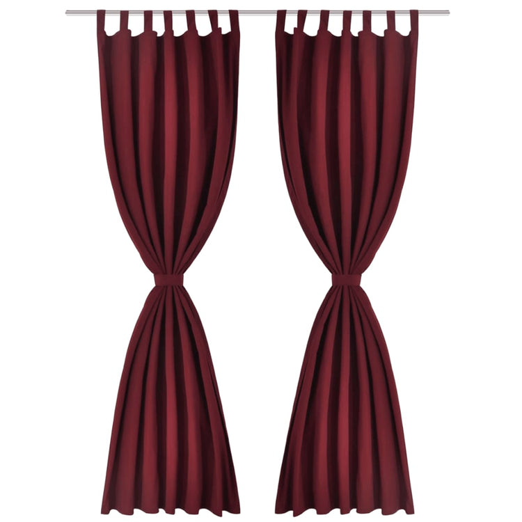 Vidaxl Micro-satin rideaux avec anneaux 140 x 225 cm 2 pièces (rouge à vin)