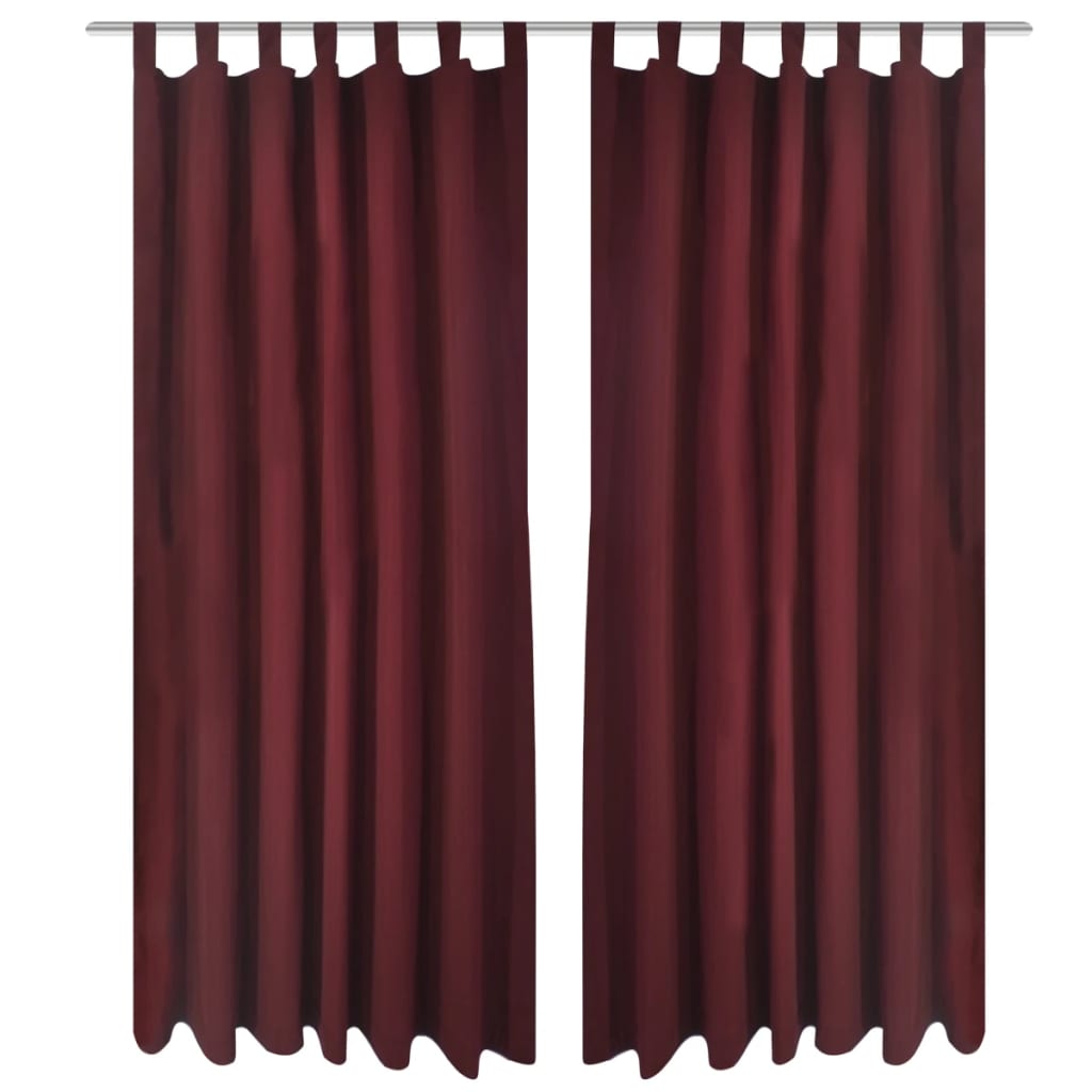 Vidaxl Micro-satin rideaux avec anneaux 140 x 245 cm 2 pièces (rouge à vin)
