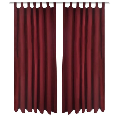 Vidaxl Micro-satin rideaux avec anneaux 140 x 245 cm 2 pièces (rouge à vin)