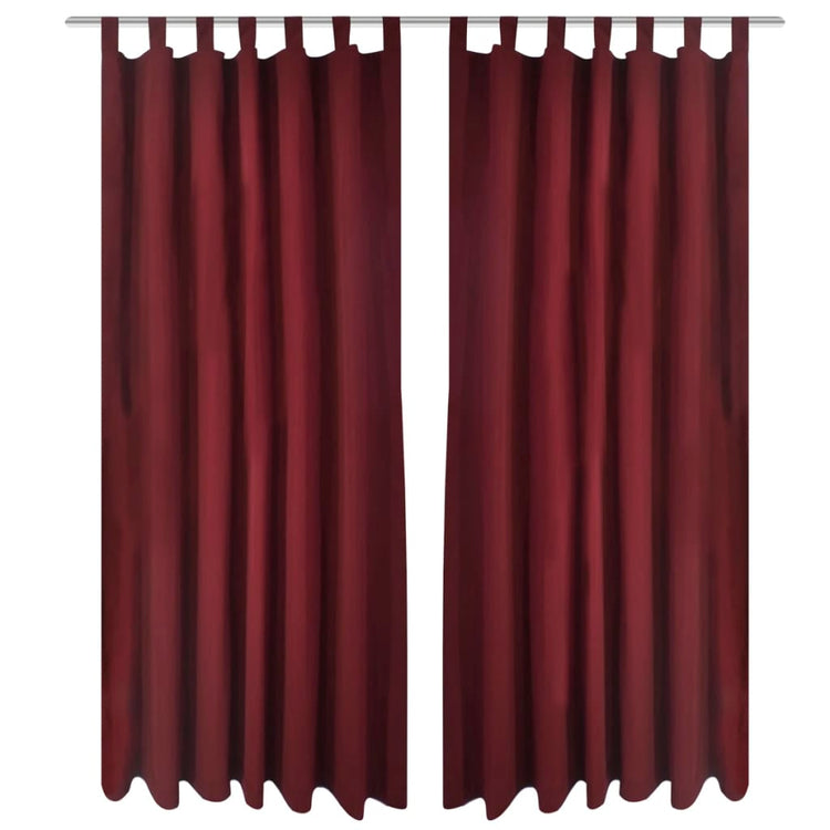 Vidaxl Micro-satin rideaux avec anneaux 140 x 245 cm 2 pièces (rouge à vin)