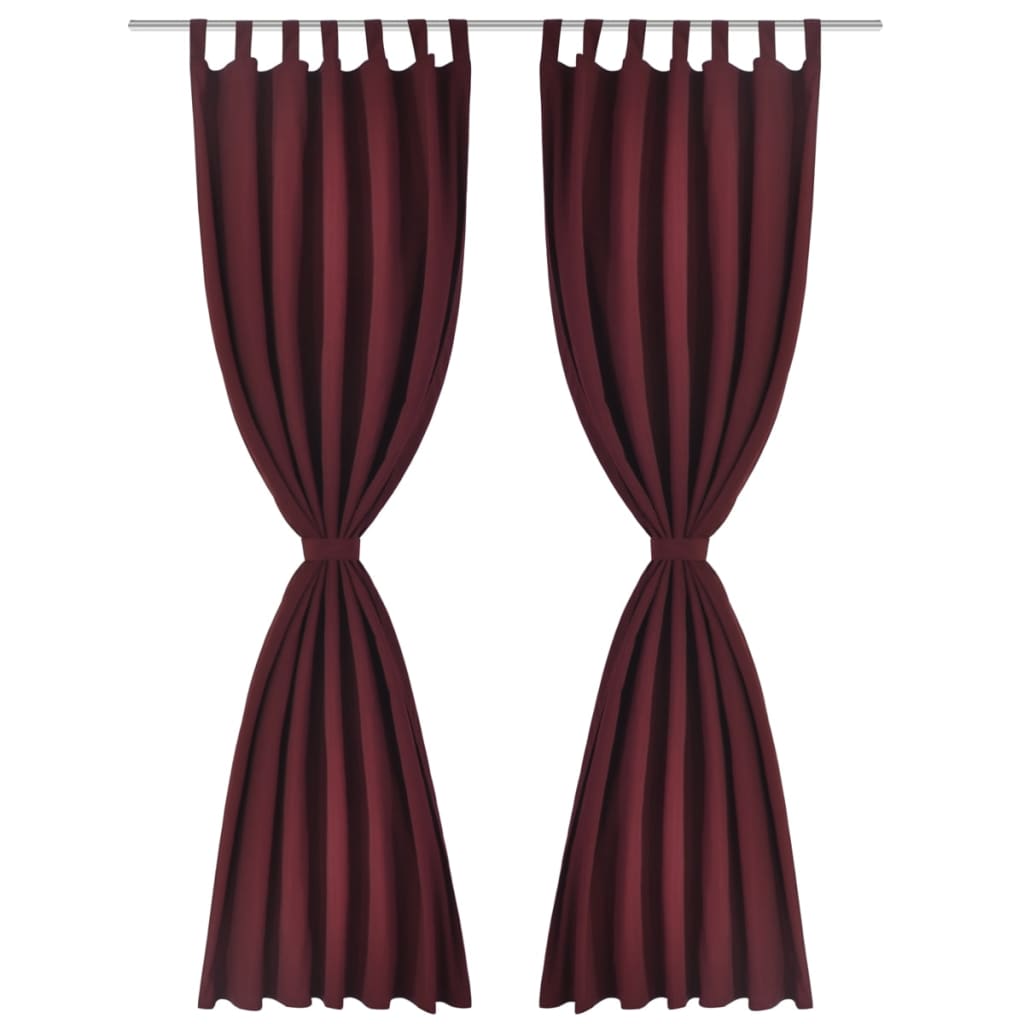 Vidaxl Micro-satin rideaux avec anneaux 140 x 245 cm 2 pièces (rouge à vin)