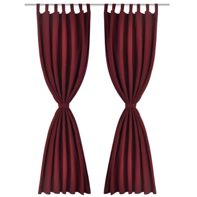 Vidaxl Micro-satin rideaux avec anneaux 140 x 245 cm 2 pièces (rouge à vin)