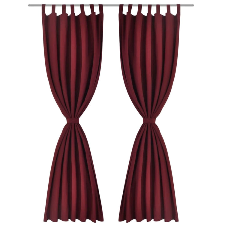 Vidaxl Micro-satin rideaux avec anneaux 140 x 245 cm 2 pièces (rouge à vin)