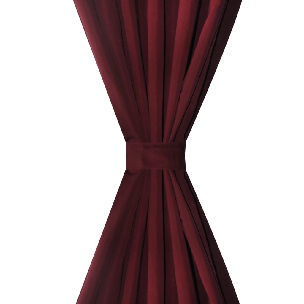 Vidaxl Micro-satin rideaux avec anneaux 140 x 245 cm 2 pièces (rouge à vin)
