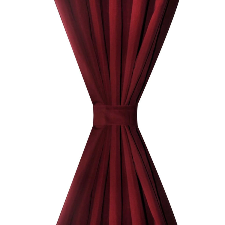 Vidaxl Micro-satin rideaux avec anneaux 140 x 245 cm 2 pièces (rouge à vin)