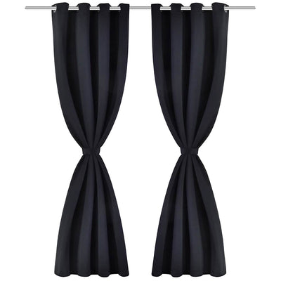 Rideaux vidaxl avec anneaux métalliques 135 x 245 cm 2 pièces (noir)