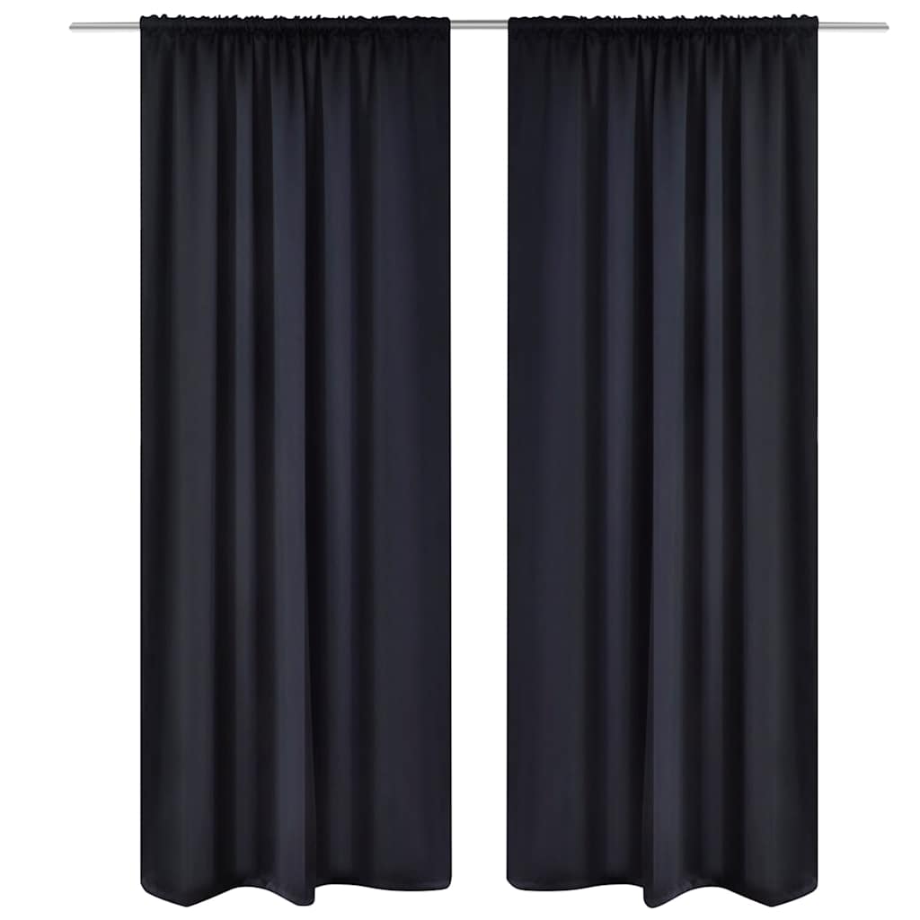 Rideaux vidaxl avec des emplacements 135 x 245 cm noirs 2 sts