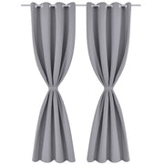 Rideaux vidaxl avec anneaux métalliques 135 x 245 cm 2 pièces (gris) - afbeelding 2