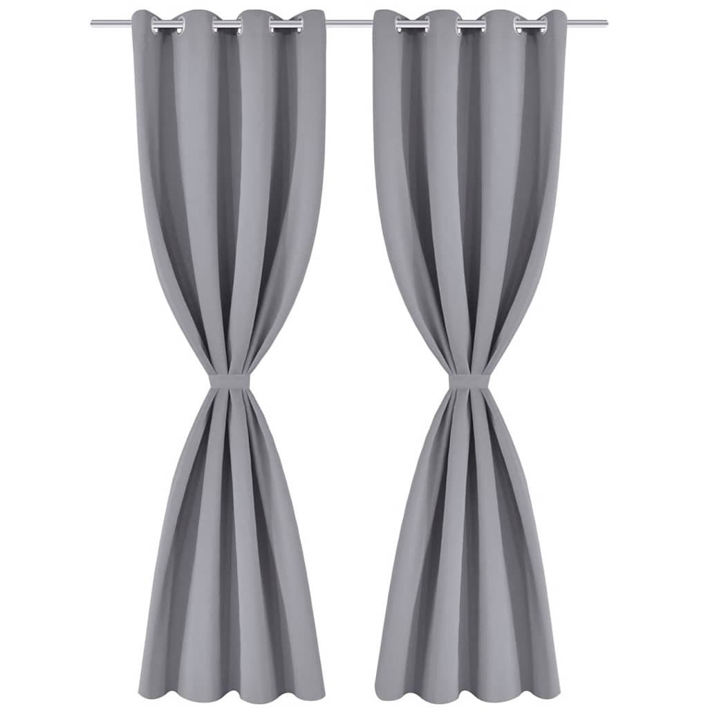 Rideaux vidaxl avec anneaux métalliques 135 x 245 cm 2 pièces (gris)