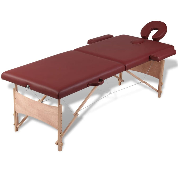 Vidaxl Massage pliable Tableau 2 zones avec cadre en bois (rouge)