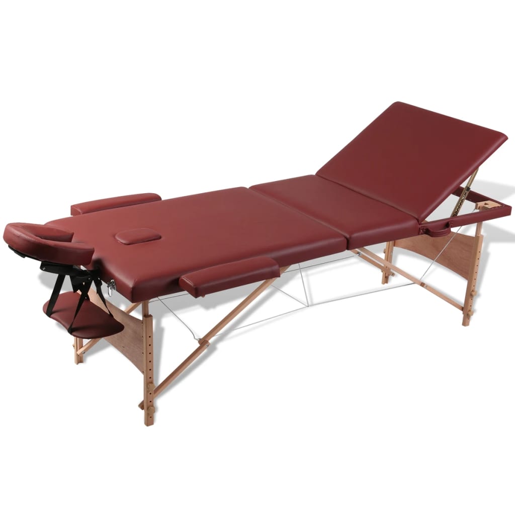 Vidaxl Massage pliable Tableau 3 zones avec cadre en bois (rouge)