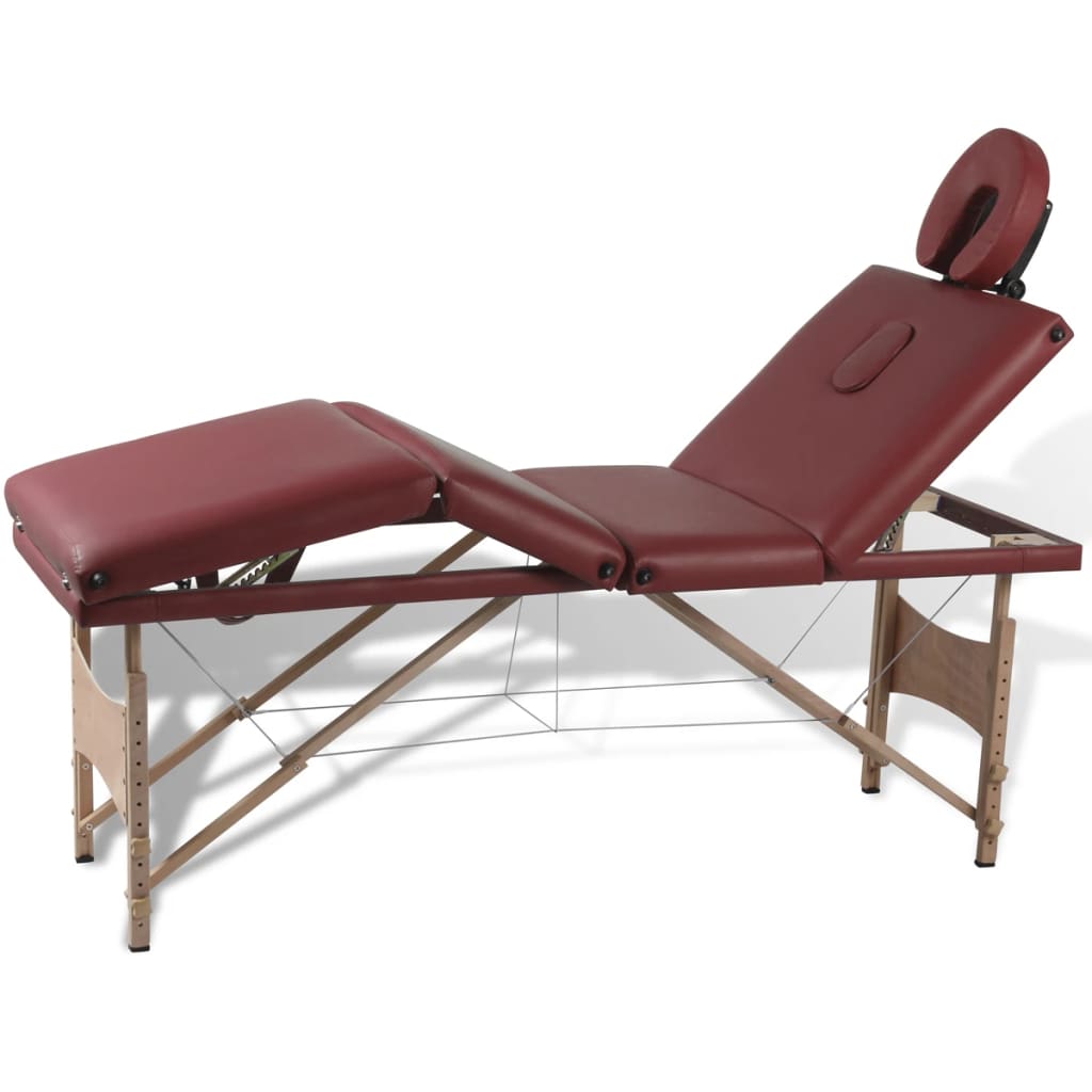 Table de massage Vidaxl pliable avec un cadre en bois (quatre parties en rouge)