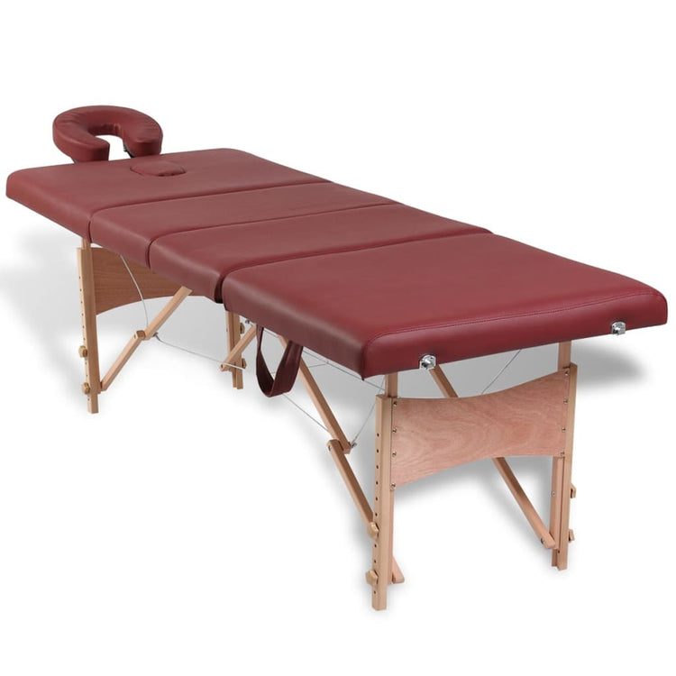 Table de massage Vidaxl pliable avec un cadre en bois (quatre parties en rouge)