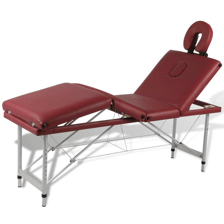 Table de massage Vidaxl pliable avec un cadre en aluminium (quatre parties en rouge)