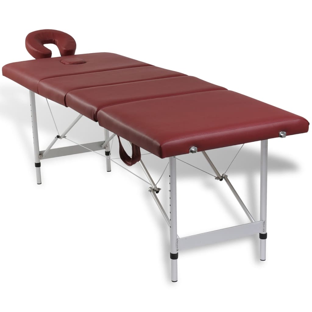 Table de massage Vidaxl pliable avec un cadre en aluminium (quatre parties en rouge)
