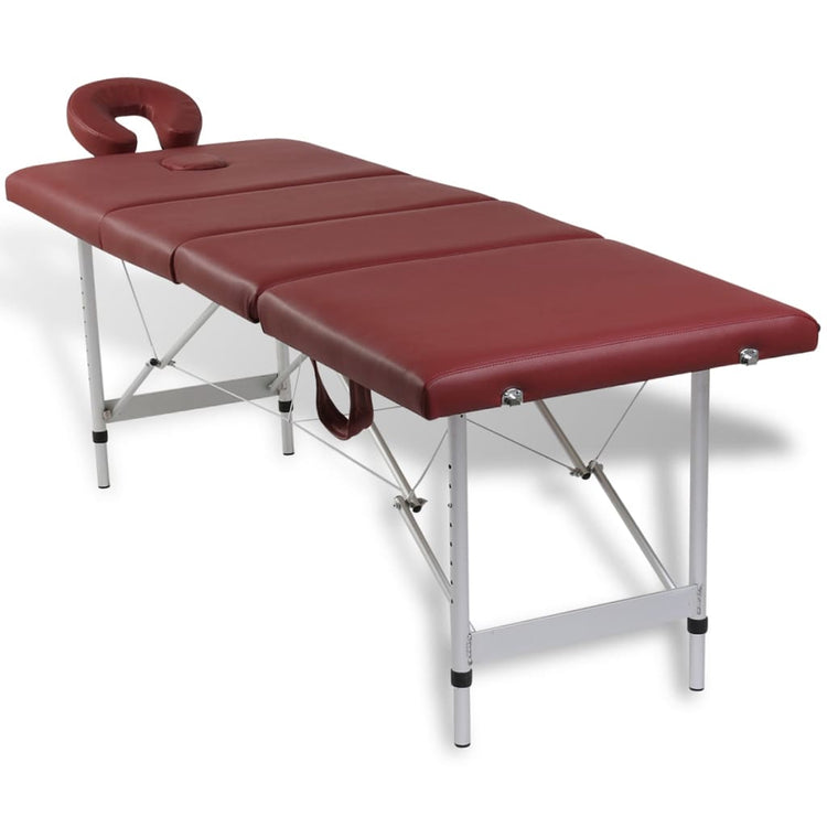 Table de massage Vidaxl pliable avec un cadre en aluminium (quatre parties en rouge)