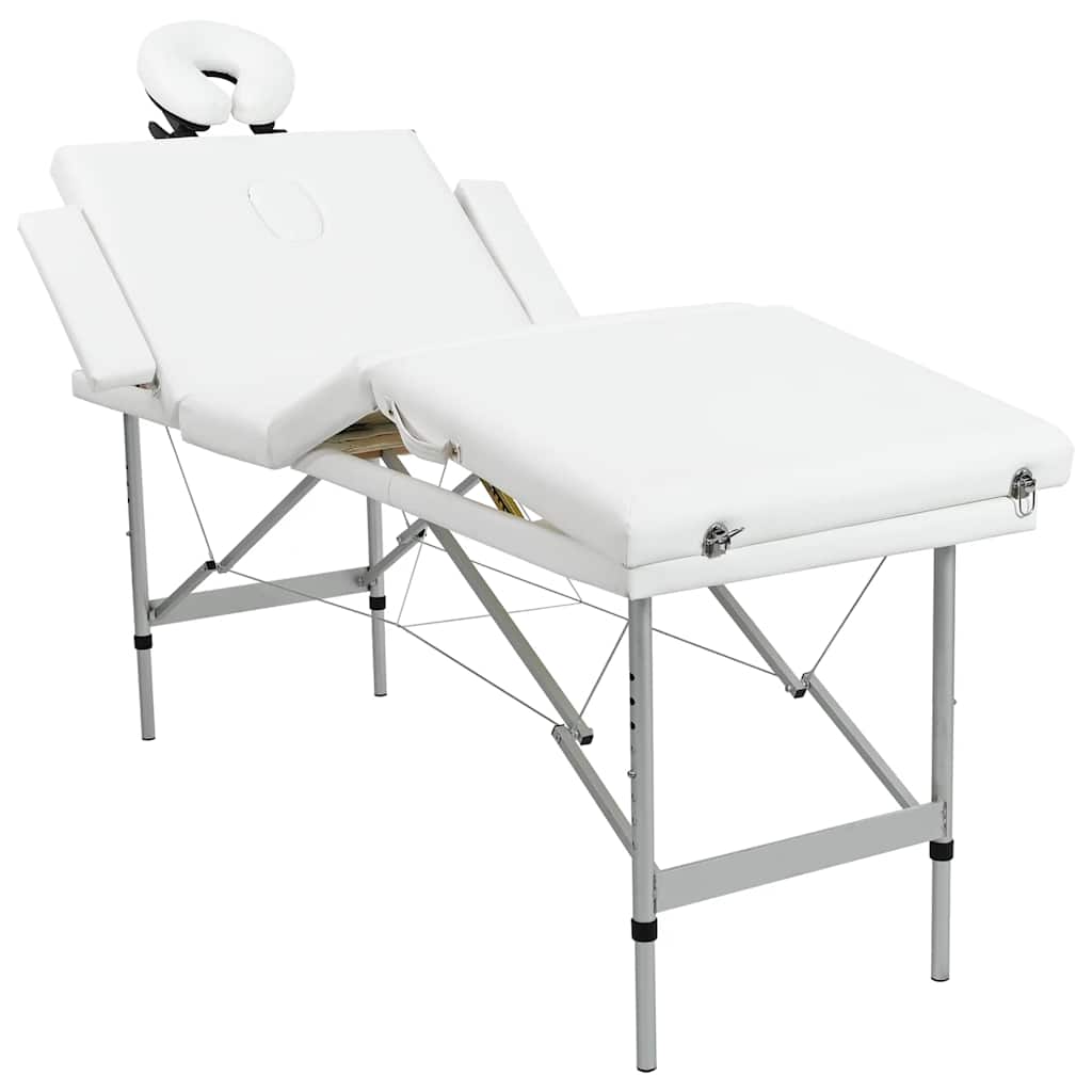 Table de massage Vidaxl pliable avec un cadre en aluminium (quatre parties crème blanche)