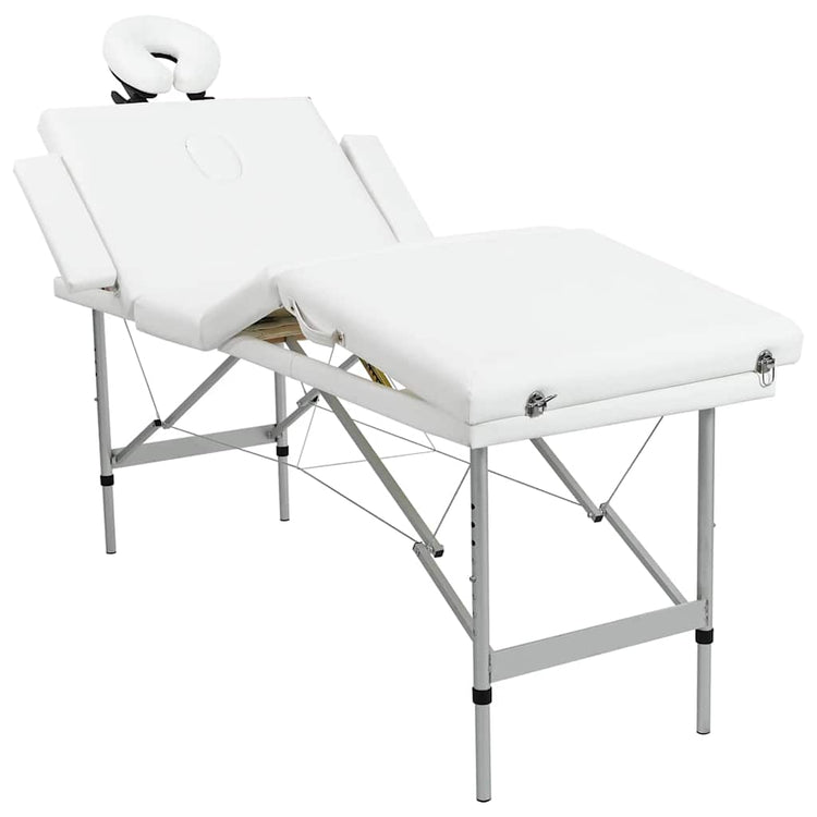 Table de massage Vidaxl pliable avec un cadre en aluminium (quatre parties crème blanche)