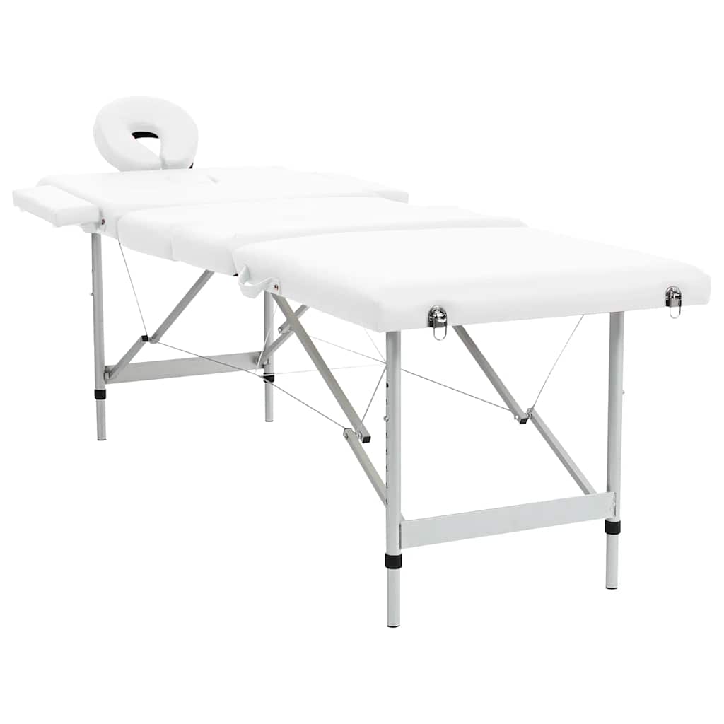 Table de massage Vidaxl pliable avec un cadre en aluminium (quatre parties crème blanche)