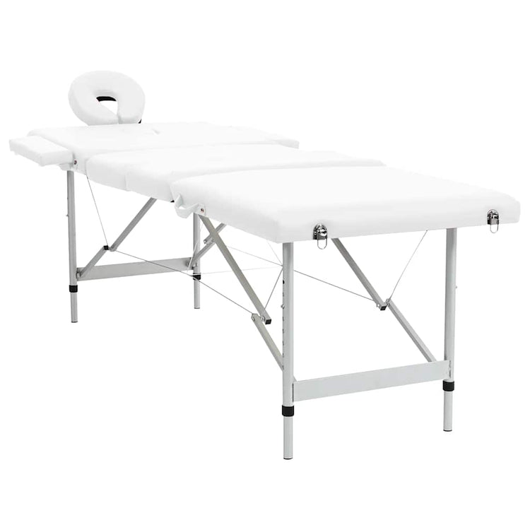Table de massage Vidaxl pliable avec un cadre en aluminium (quatre parties crème blanche)