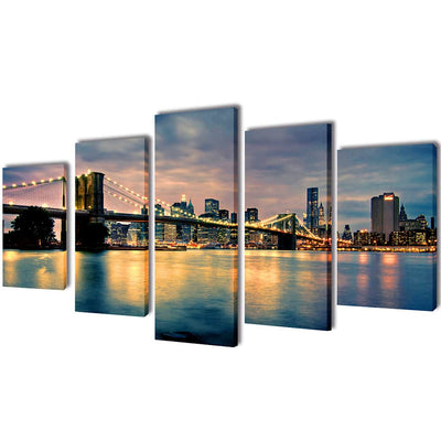 Vidaxl Canvas Wall Pressure Set Brooklyn Bridge River View 200 x 100 cm