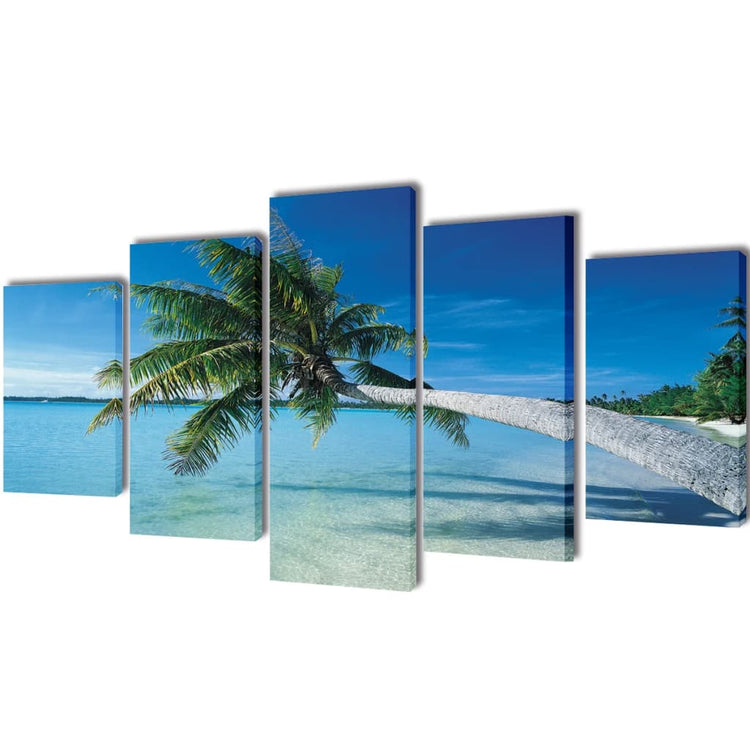 Vidaxl toile de mur de mur plage de sable avec palmier 200 x 100 cm
