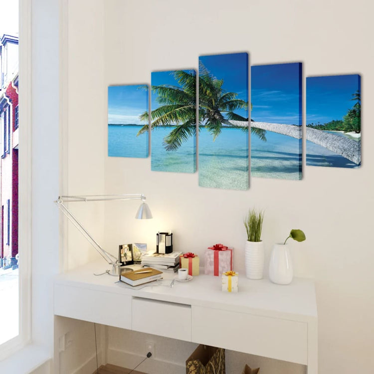 Vidaxl toile de mur de mur plage de sable avec palmier 200 x 100 cm