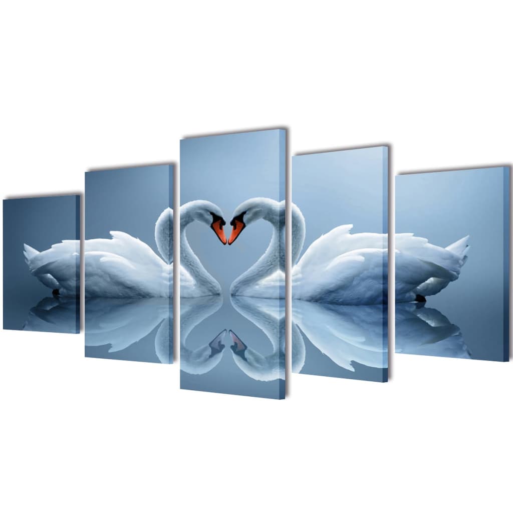 VidaXL ensemble d'impression murale sur toile cygne 100 x 50 cm
