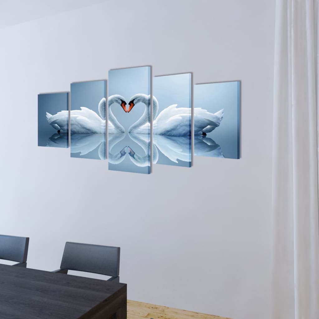 VidaXL ensemble d'impression murale sur toile cygne 100 x 50 cm