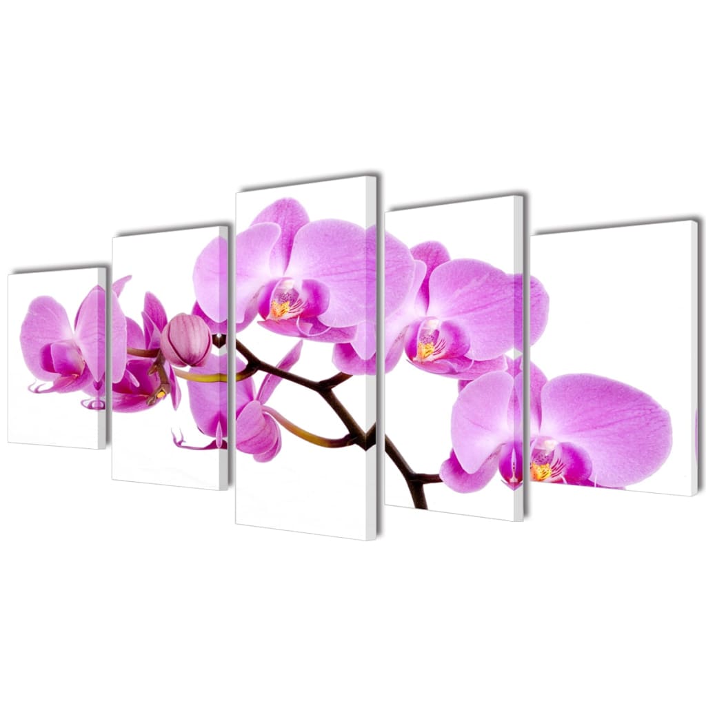 VidaXL ensemble d'impression murale sur toile orchidée 100 x 50 cm