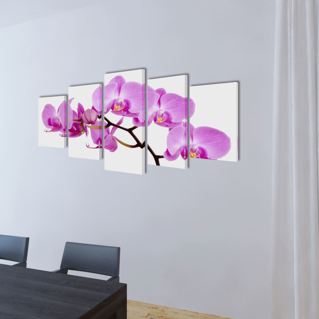 VidaXL ensemble d'impression murale sur toile orchidée 100 x 50 cm