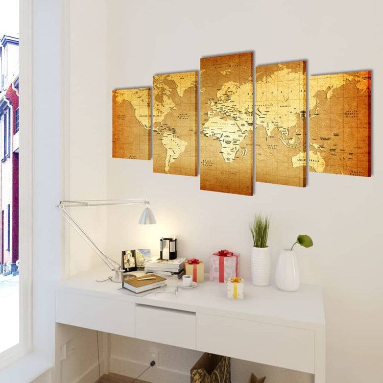 Vidaxl Canvas Mur Pressure Print Set World Carte 100 x 50 cm