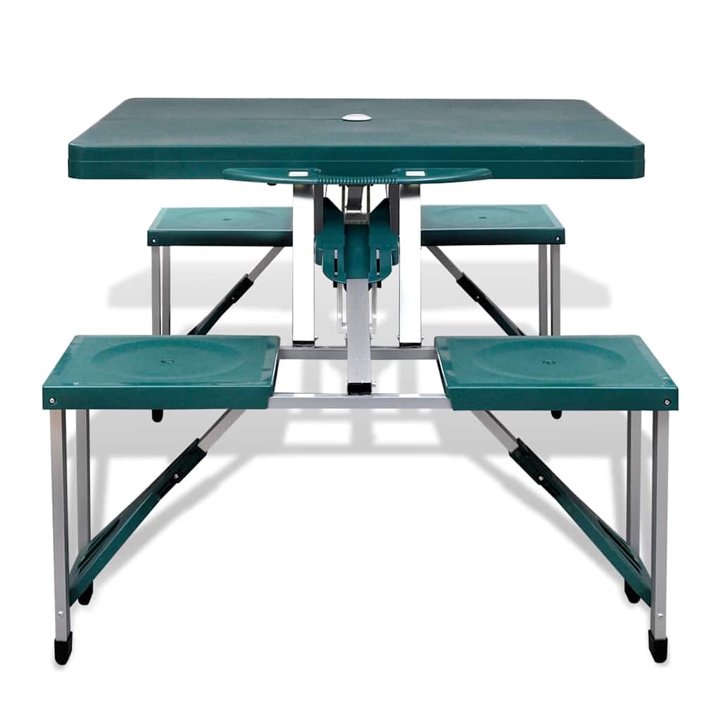 Table de camping vidaxl avec quatre chaises en aluminium léger en aluminium pliable (vert)
