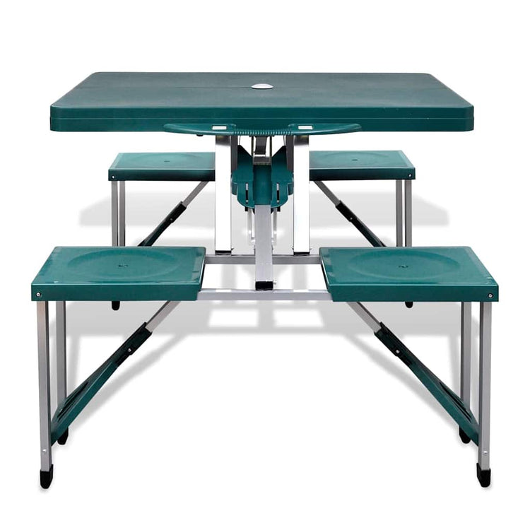 Table de camping vidaxl avec quatre chaises en aluminium léger en aluminium pliable (vert)