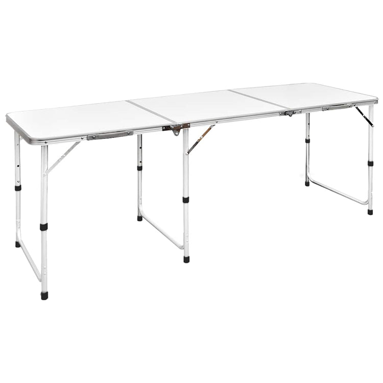 Table de camping vidaxl pliable et réglable en hauteur aluminium 180 x 60 cm