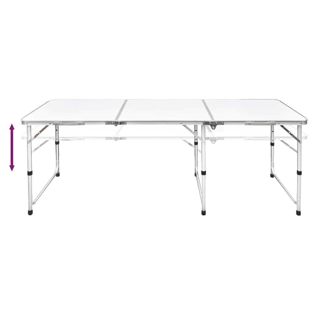 Table de camping vidaxl pliable et réglable en hauteur aluminium 180 x 60 cm