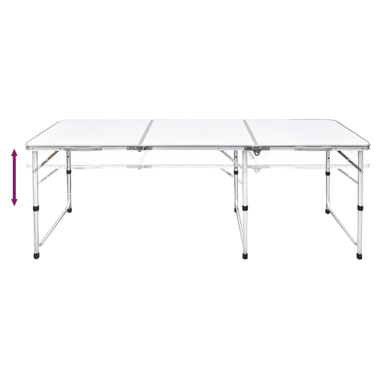 Table de camping vidaxl pliable et réglable en hauteur aluminium 180 x 60 cm