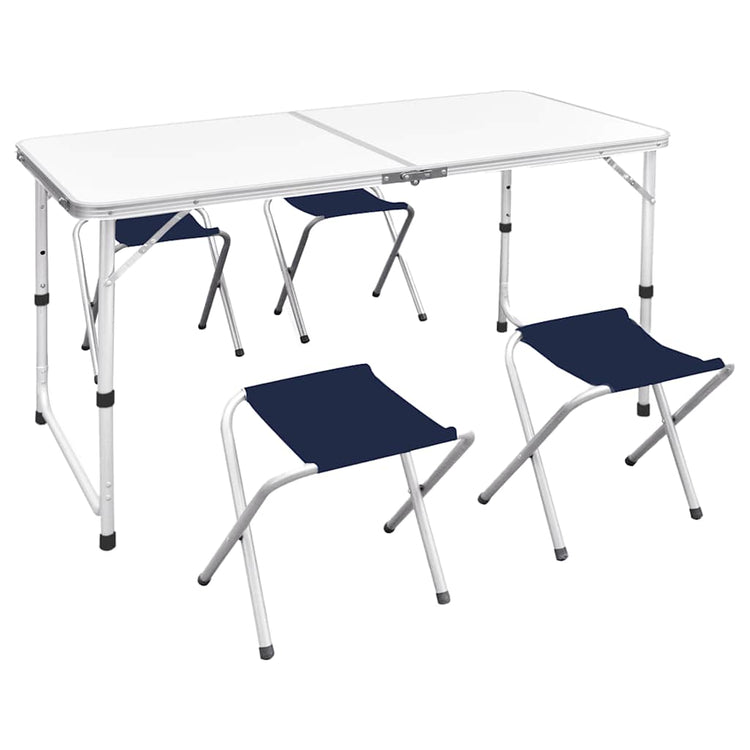Table de camping vidaxl pliable et aluminium réglable 120 x 60 cm 4 chaises