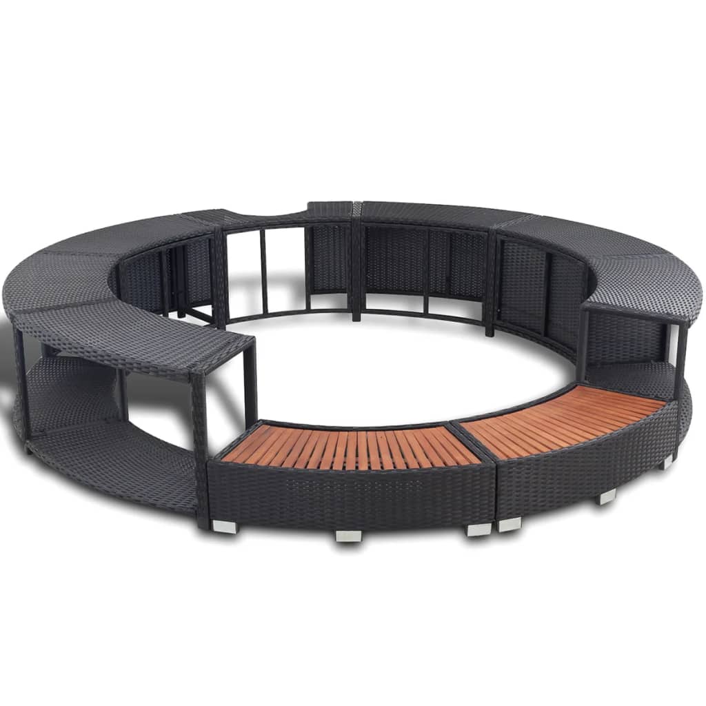 Vidaxl hottub-ombouw poly rattan noir