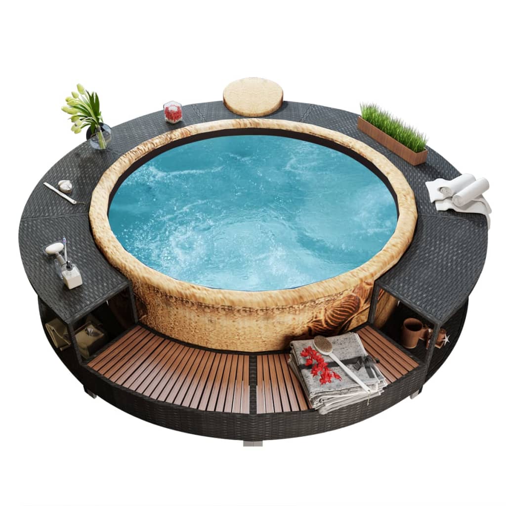 Vidaxl hottub-ombouw poly rattan noir